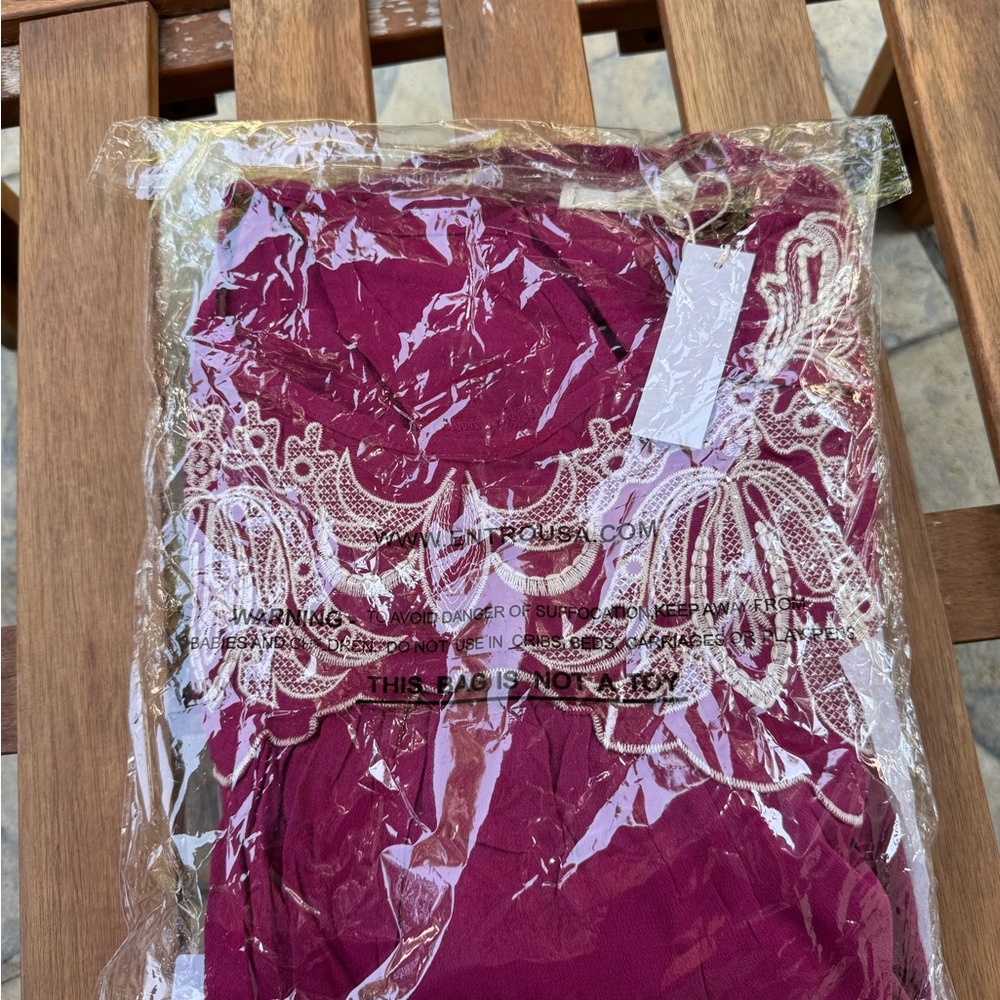 Someday Blush Embroidered Ruffle Hem Long-Sleeve Top - Wine - Picture 8 of 9